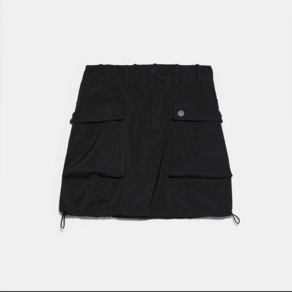 Zara Women’s Black Utility Mini Skirt Modern With Side Pocket Design Sz XS - Picture 4 of 7